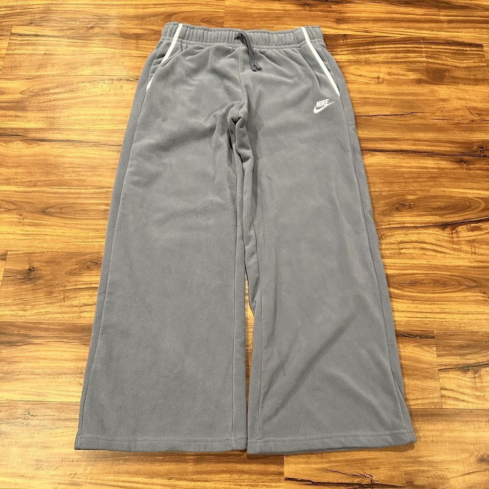 Nike Sweatpants Mens Medium light blue Fleece Wide Leg Waist Pockets Swoosh